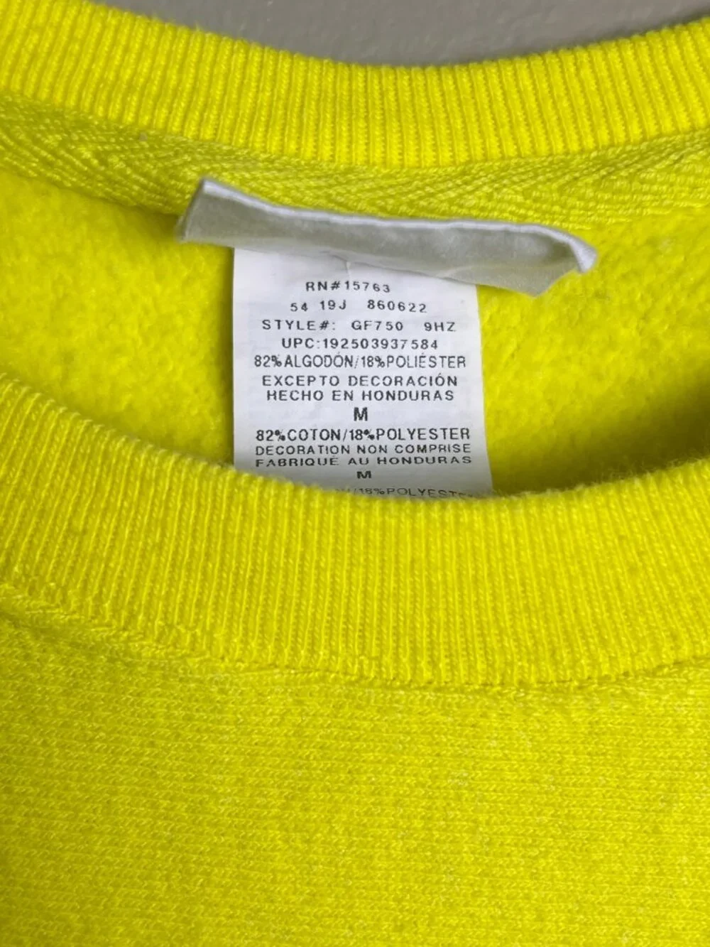 Champion Reverse Weave Sweatshirt Neon‎ Yellow Chenille Medium